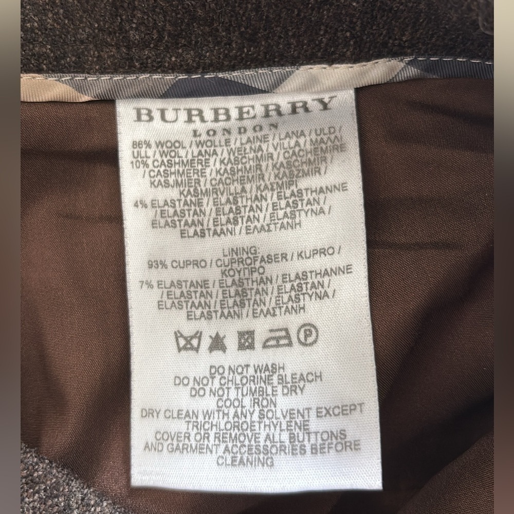 Burberry London Wool Cashmere Wide Leg Cuffed Trousers Pants Size 10 - Picture 7 of 7